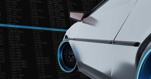 Futuristic Car AI Analyzing Digital Network Data