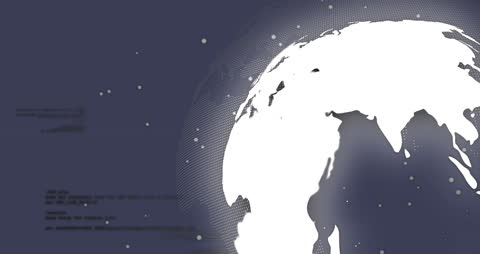 Spinning Globe Animation with Digital Data on Grey Background