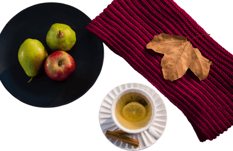 autumn fruits apple pear with tea on transparent background - Download Free Stock Videos Pikwizard.com