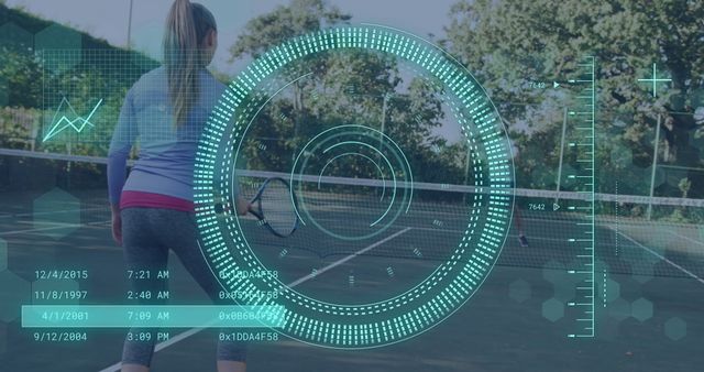 Couple Playing Tennis with Futuristic Data Interface - Download Free Stock Images Pikwizard.com