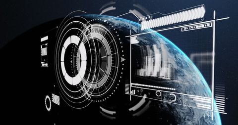 Futuristic Data Interface with Planet Earth Backdrop - Download Free Stock Images Pikwizard.com
