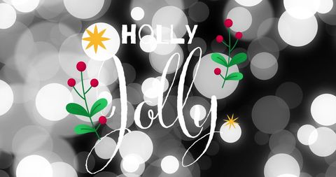 Holly Jolly Christmas Festive Greeting with Berries