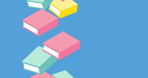 Colorful Books Falling on Blue Background - Download Free Stock Images Pikwizard.com