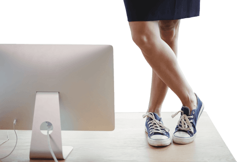 businesswoman's legs shown with computer on transparent background - Download Free Stock Videos Pikwizard.com