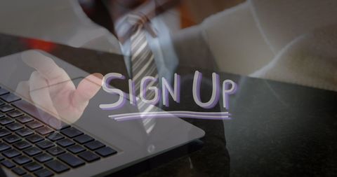 Digital Sign-Up Concept: Businessman Using Virtual Interface