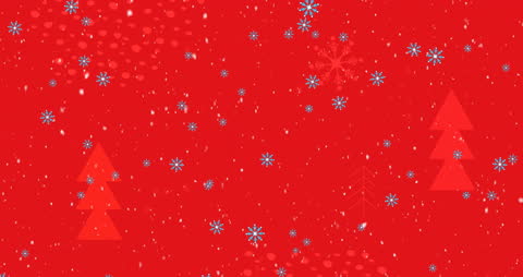 Festive Falling Snowflakes on Red Holiday Background