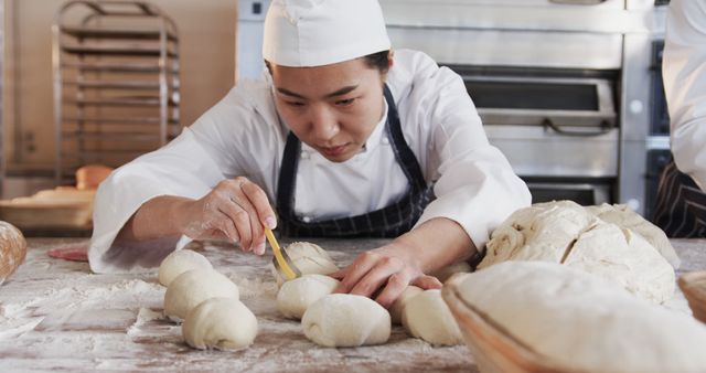 Focused Baker Preparing Dough Shapes in Professional Kitchen - Download Free Stock Images Pikwizard.com