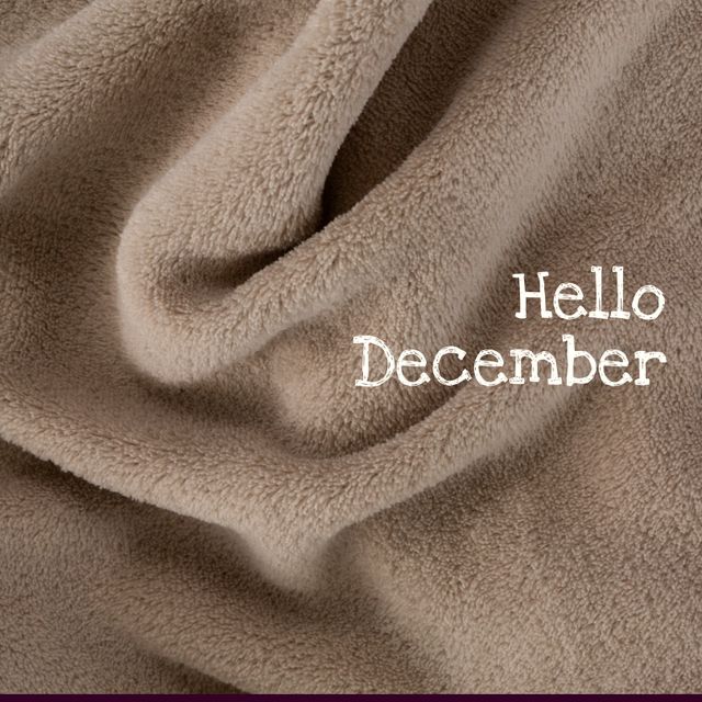 Composition of hello december text over carpet. Christmas, winter and celebration concept digitally generated video.