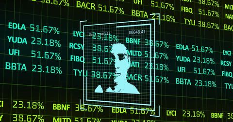 Digital Face Recognition with Stock Market Data Overlay - Download Free Stock Images Pikwizard.com