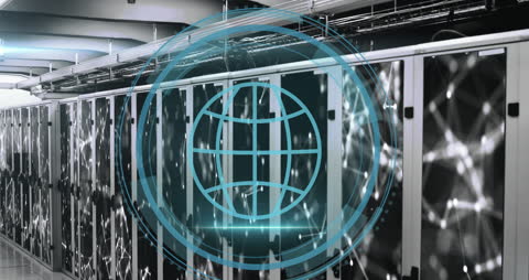 Global Cybersecurity Network with Data Processing Visuals