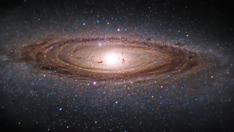 Approaching Rotating Spiral Galaxy Revealing Bright Core and Dusty Spiral Arms