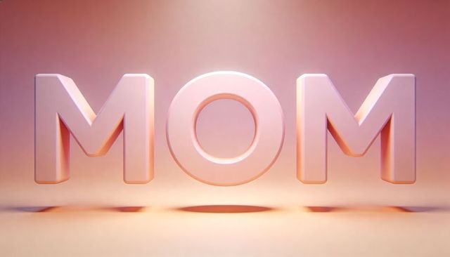 Glossy Pastel MOM Letters Floating with Gradient Rim Light for Mother's Day Marketing