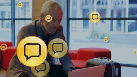 Professional Man Engaging with Social Media Interfaces