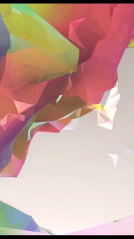 Vertical Abstract Pastel Polygons Drifting and Dissolving in Futuristic Geometric Motion