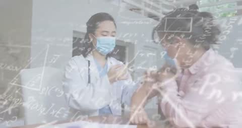 Medical Professional Vaccinating Patient with Science Overlay