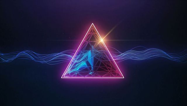 Neon triangle and waveform futuristic digital art