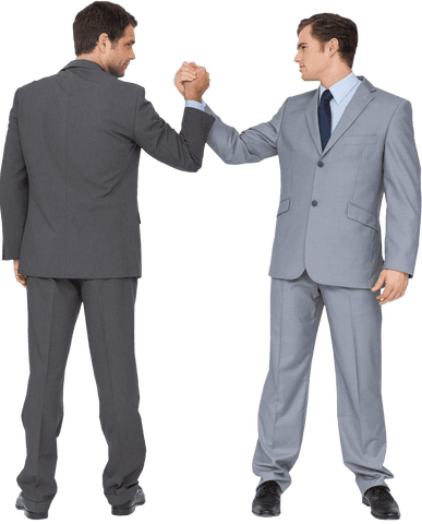 Two Businessmen Arm Wrestling on Transparent Background