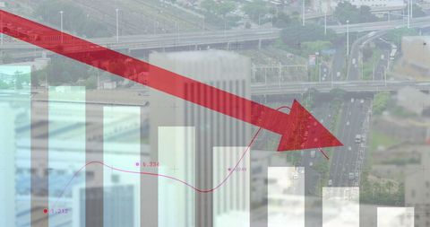 Global Market Decline Over Urban Cityscape Background - Download Free Stock Images Pikwizard.com
