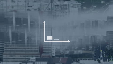 Data Processing Animation in Urban Cityscape