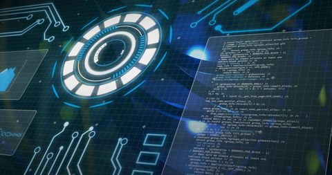 futuristic technology display with data code and graphics - Download Free Stock Images Pikwizard.com