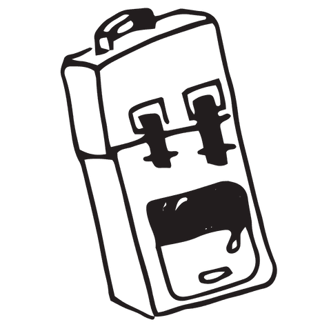 Black backpack outline illustration on transparent background