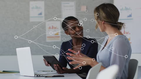 Business Professionals Collaborating with Network Connections Overlay