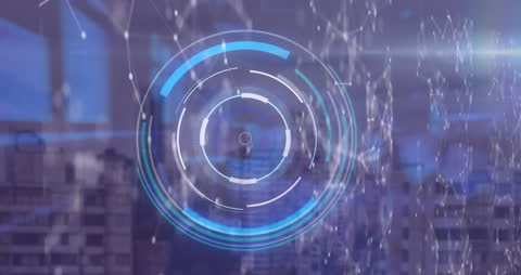 Futuristic Digital Interface Concept with Cityscape