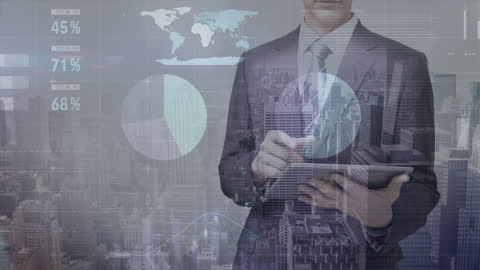 Businessman Analyzing Digital Data Interface Innovation