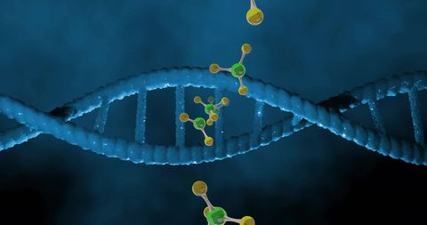 molecular structure interacting with spinning dna - Download Free Stock Images Pikwizard.com