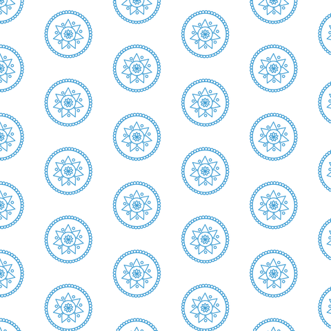 Blue floral pattern rows on transparent background