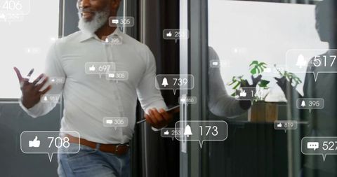 Businessman Utilizing Technology for Corporate Success