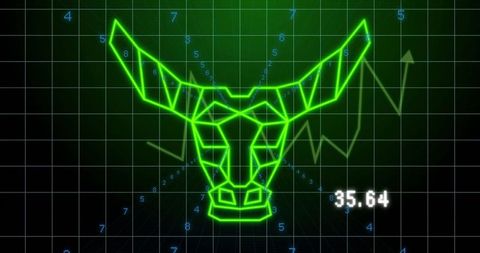 Futuristic Green Bull Representing Financial Optimism