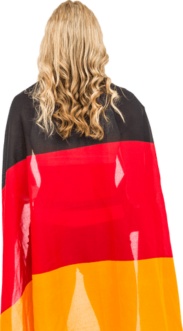 Transparent athlete wrapped in german flag showing patriotism