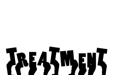 Hands with treatment text on transparent background