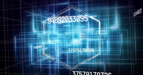 Dynamic Digital Hologram Display with Numbers and Geometric Patterns - Download Free Stock Images Pikwizard.com