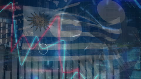 Global Business Analysis over Uruguay Flag