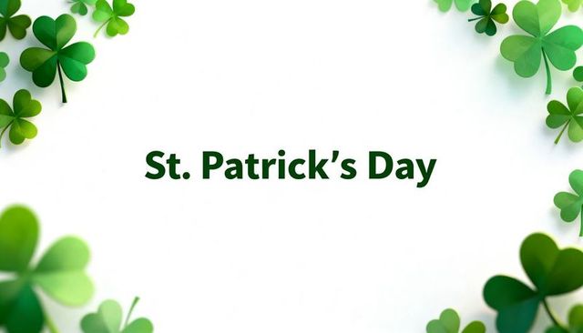 St. Patrick's day greeting card featuring green shamrock border and centered text minimal design