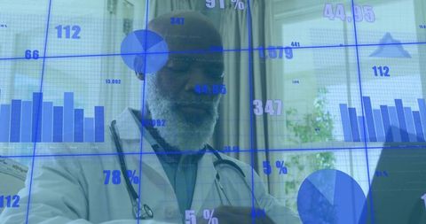 Senior Physician Analyzing Data with Innovative Technology in Office