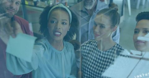 Focused Team Collaboration Brainstorming with Sticky Notes