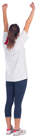 Transparent Enthusiastic Football Fan Cheering with Raised Arms