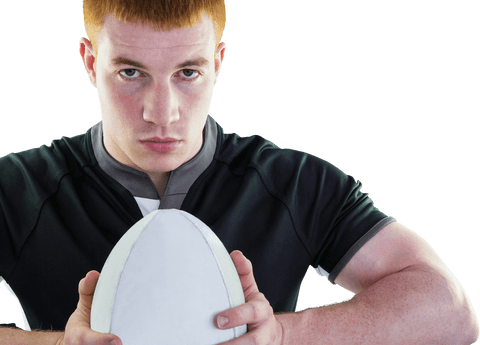 Rugby Player Holding Ball with Determined Expression Transparent Background - Download Free Stock Videos Pikwizard.com