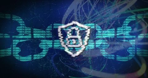 Glitching Digital Shield with Padlock over Code Matrix for Cybersecurity and Data Encryption