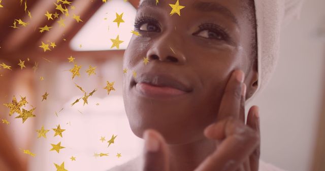 Relaxing Skincare Routine with Stars and Glow Effect - Download Free Stock Images Pikwizard.com