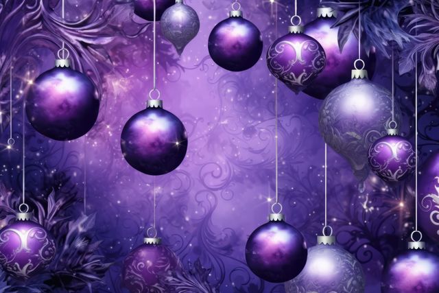 Purple Christmas Ornaments Floating in Festive Background - Download Free Stock Images Pikwizard.com