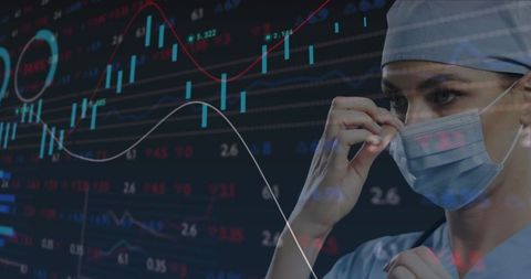 Surgeon Preparing with Stock Market Visual Overlay