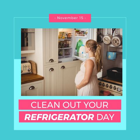 Pregnant Woman Organizing Refrigerator on Clean Out Day - Download Free Stock Templates Pikwizard.com