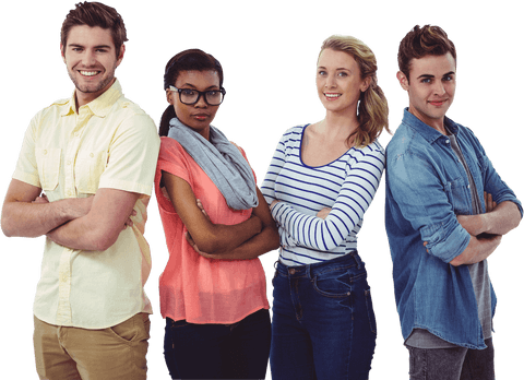 Diverse Young Professionals Standing with Confidence Transparent Background