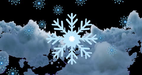 Animated Snowflakes on Cloudy Night Sky Background for Festive Season