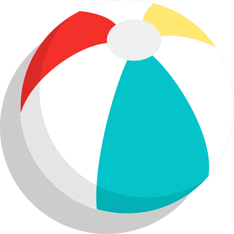 3d colorful beach ball illustration with transparent background