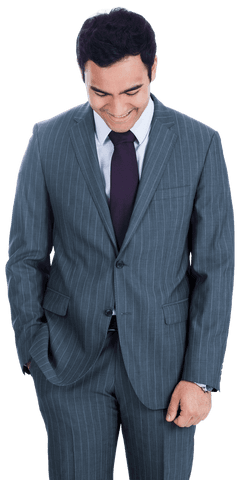 Happy Professional Businessman Looking Down Transparent Background
